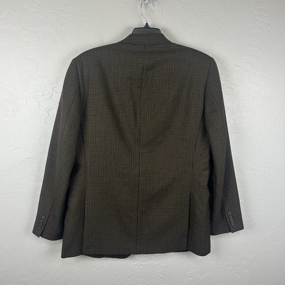 Lauren Ralph Lauren Blazer Mens 44 Slim Brown Blue Houndstooth Wool Lined - Picture 2 of 7